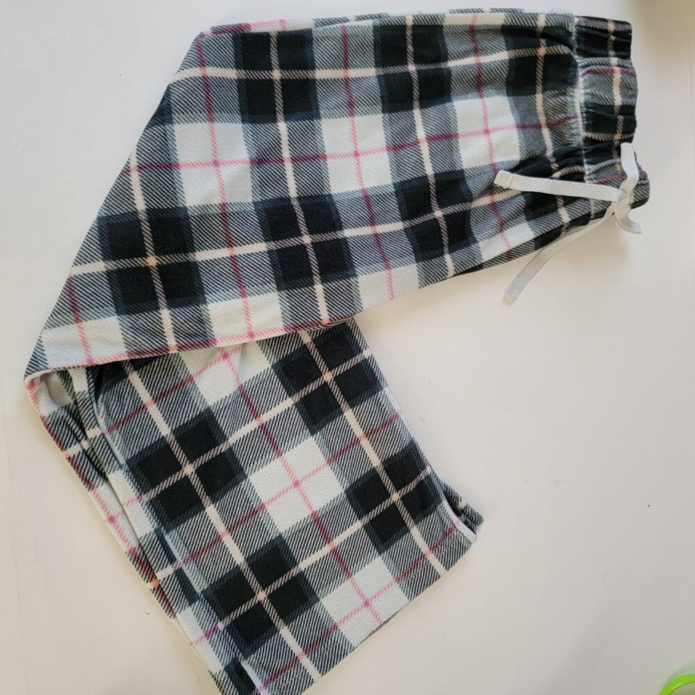 Justice Sleep Pajama Bottoms Plaid Elastic Waist White Black Red Size Small 7-8 - Picture 5 of 13